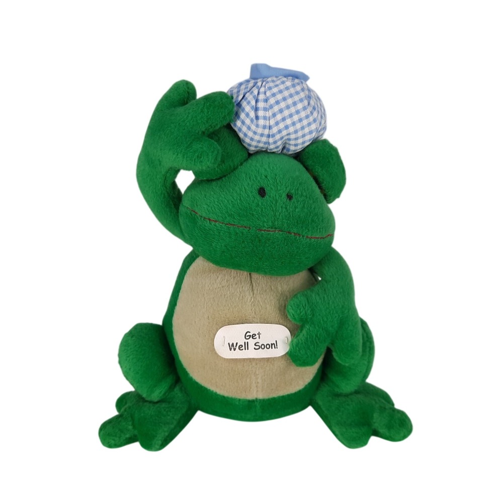 Kerby Green Frog Russ Berrie Sick - Get Well Soon Plush Bean Bag 7"